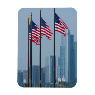 Íman Illinois, Chicago. Navy Pier, bandeiras dos EUA ha