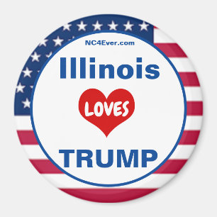 Íman Illinois LOVES TRUMP Patriotic Fridge
