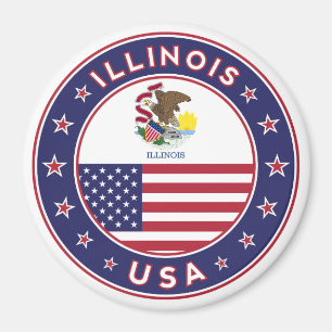 Íman Illinois, t-shirt de Illinois, adesivo de Illinois