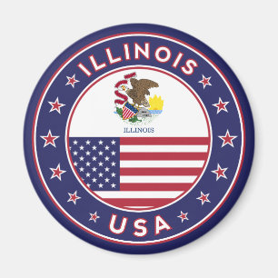 Íman Illinois, t-shirt de Illinois, adesivo de Illinois