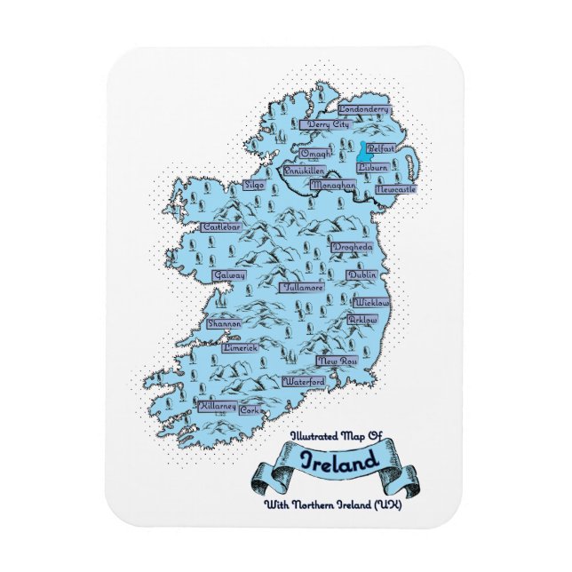 Íman Illustrated Travel map of Ireland (Vertical)