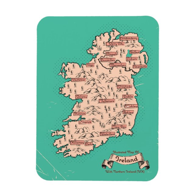 Íman Illustrated Travel map of Ireland (Vertical)