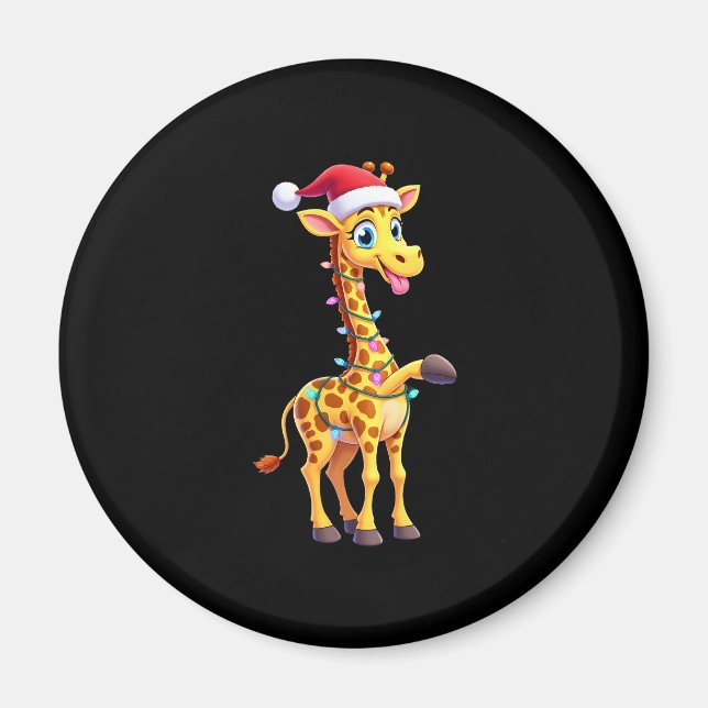 Íman Iluminação de Natal Girafa Funny Santa Girafa Nata (Frente)