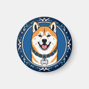 Íman Ilustração Adorável de Cachorro de Desenho Animado