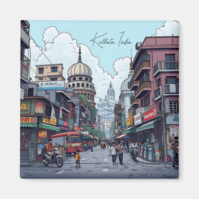 Íman Ilustração Ai de Calcutá, Índia (Frente)