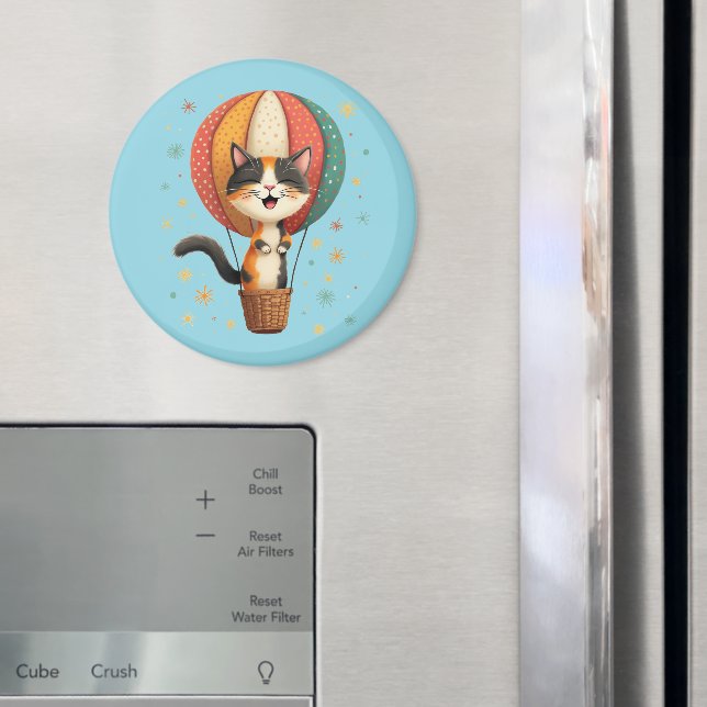 Íman Ilustração alegre da Aventura Calico Cat Sky (In Situ (Fridge))