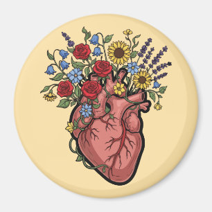 Íman Ilustração Anatômica do Coração Floral