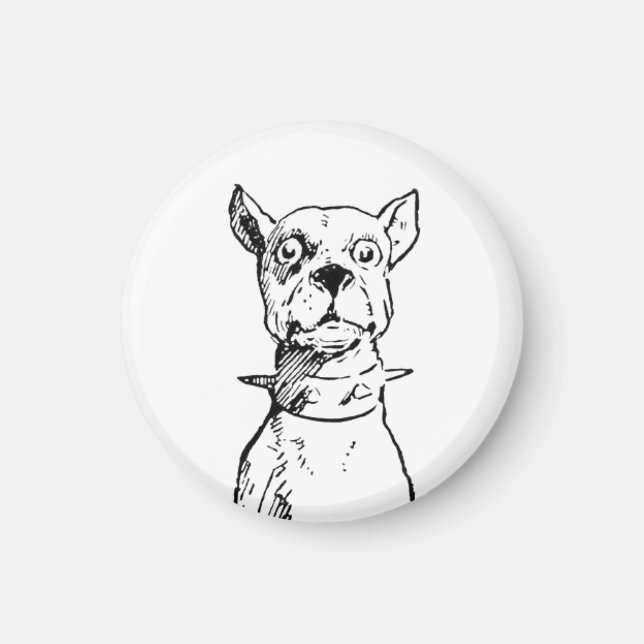Íman Ilustração Antiga de Cachorro Sentado de 1919 (Frente)