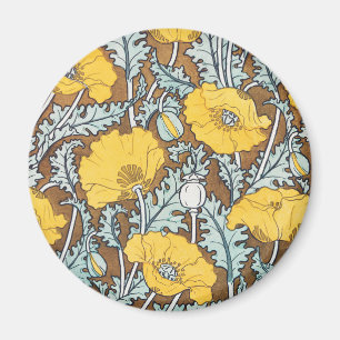Íman Ilustração Art Nouveau Amarela Flor de Papoula