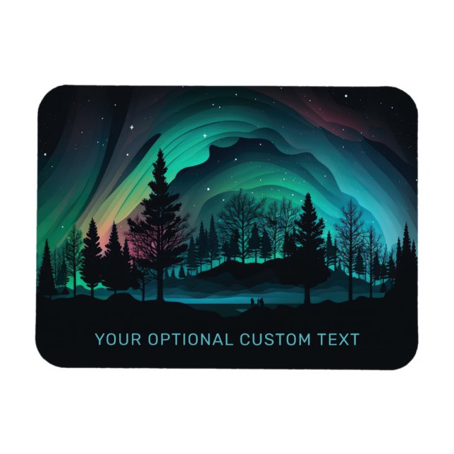 Íman Ilustração Aurora Borealis de Texto Personalizado (Horizontal)