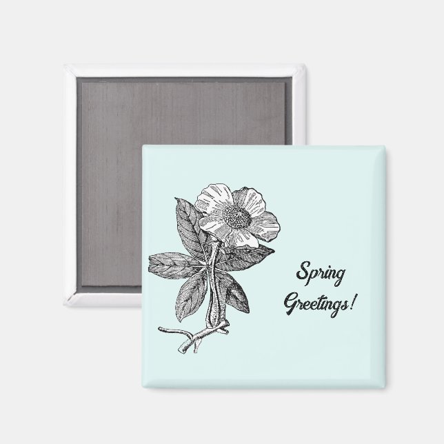 Íman Ilustração Botânica de Flor de Primavera Elegante (Front/Back)