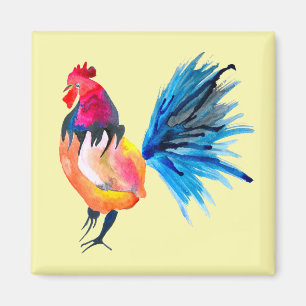 Íman Ilustração colorida de cor d'água do galo