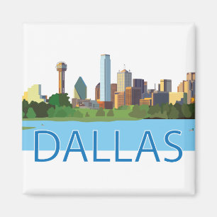 Íman Ilustração Colorida do Skyline Dallas