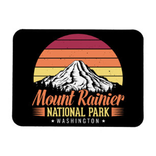 Íman Ilustração Colorida Retro do Monte Rainier