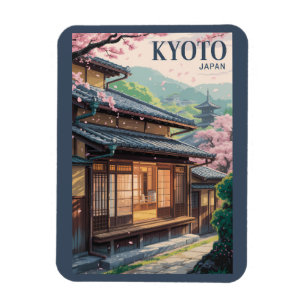Íman Ilustração da Casa do Japão em Kyoto, Arte de Viag