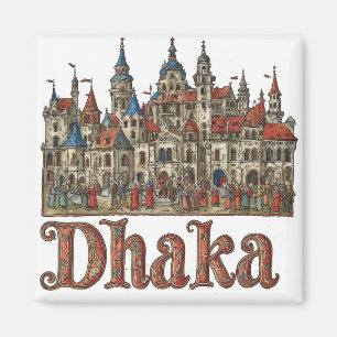 Íman Ilustração da Cidade de Viagem Dhaka Bangladesh