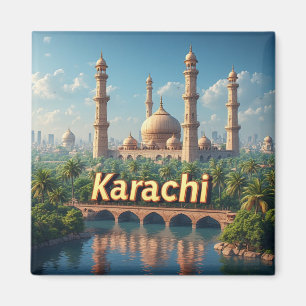 Íman Ilustração da Cidade de Viagem Karachi Paquistão