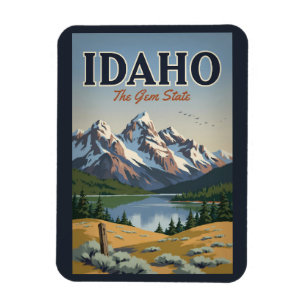 Íman Ilustração da Cordilheira Sawtooth de Idaho Arte d