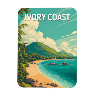 Íman Ilustração da Costa do Marfim Viagem Arte Vintage