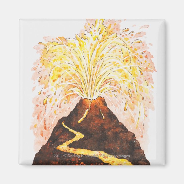 Íman Ilustração da erupção vulcânica (Frente)
