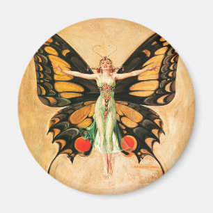 Íman Ilustração da Mulher Voando Borboleta Flapper