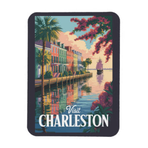 Íman Ilustração da Orla de Charleston Carolina do Sul