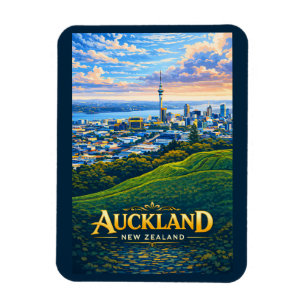 Íman Ilustração da paisagem de Auckland Nova Zelândia V