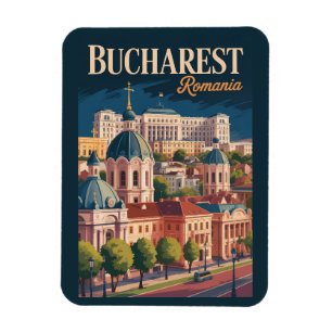 Íman Ilustração da paisagem de Bucareste Arte de Viagem