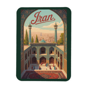 Íman Ilustração da Paisagem do Irã Arte de Viagem Vinta