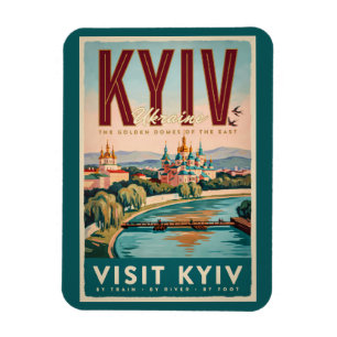 Íman Ilustração da paisagem urbana de Kiev Ucrânia Arte