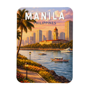 Íman Ilustração da Paisagem Urbana de Manila Filipinas 