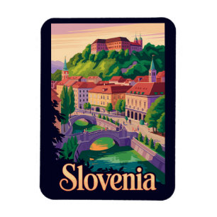 Íman Ilustração da Ponte de Liubliana Eslovênia Arte de