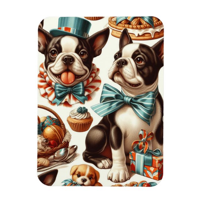 Íman Ilustração da Portadora de Boston Cute (Vertical)