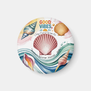Íman Ilustração da Praia Retro da Summer Vibes
