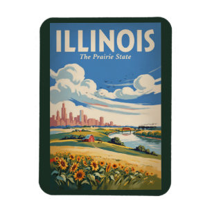 Íman Ilustração da Silhueta de Chicago Illinois Arte de