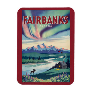 Íman Ilustração das Luzes do Norte de Fairbanks Alasca