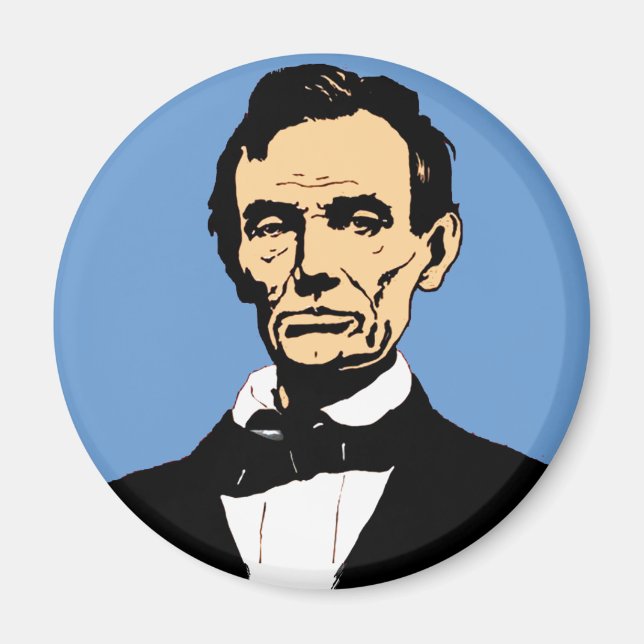 Íman Ilustração de Abraham Lincoln em Azul (Frente)