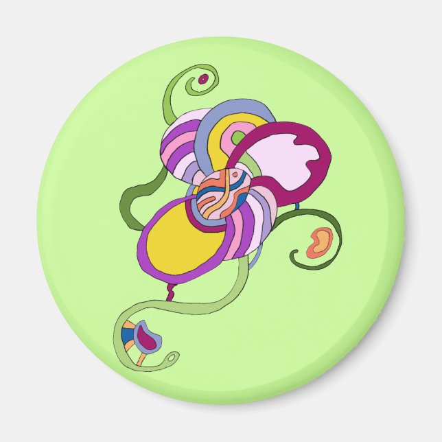 Íman Ilustração de Abstrato de Flor Funky (Frente)