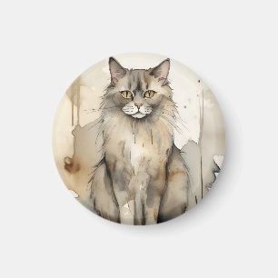 Íman Ilustração de Aquarela de Maine Coon