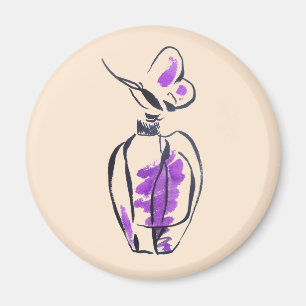 Íman Ilustração de aquarela de moda de garrafa de perfu