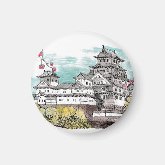 Íman Ilustração de Aquarela do Japão no Castelo de Osak