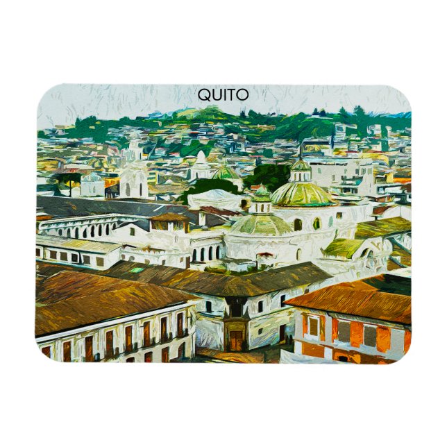 Íman Ilustração de Aquarela Equador de Quito (Horizontal)