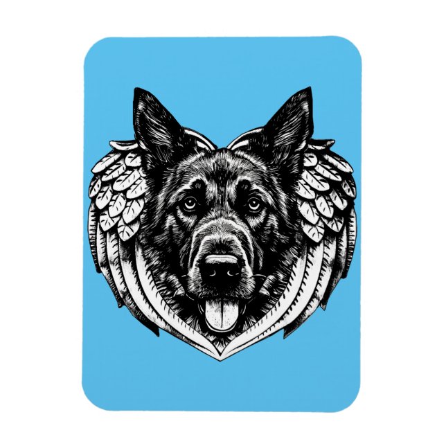 Íman Ilustração de arte da cabeça do german shepherd An (Vertical)