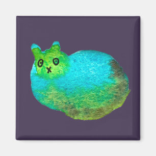 Íman Ilustração de arte de gato gordo azul