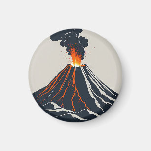 Íman Ilustração de Arte Moderna do Vulcão em Erupção