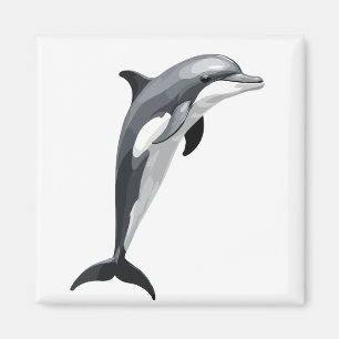 Íman Ilustração de Arte Vetor de Golfinho com Branco Pr