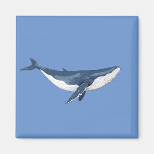 Íman Ilustração de arte vetorial de baleia azul preto e