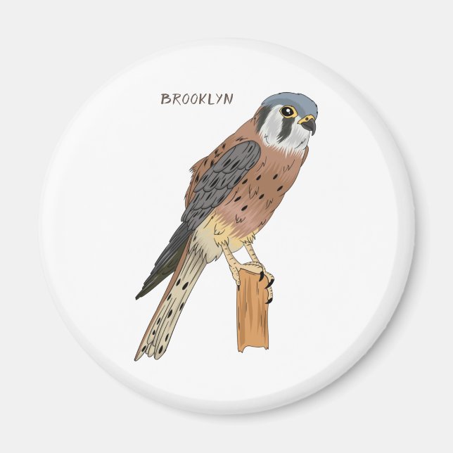 Íman Ilustração de ave do Kestrel Americano (Frente)
