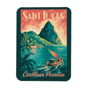 Íman Ilustração de Barco em Santa Lúcia Arte de Viagem