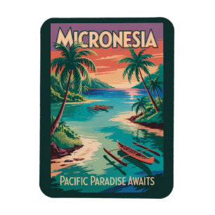Íman Ilustração de Barcos da Micronésia Arte de Viagem 
